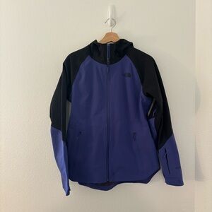 The North Face Apex Flex GTX women's jacket in purple and black.
